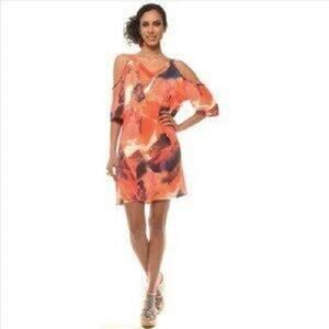 Shoreline Abstract Print Cold Shoulder summer Dress Size M